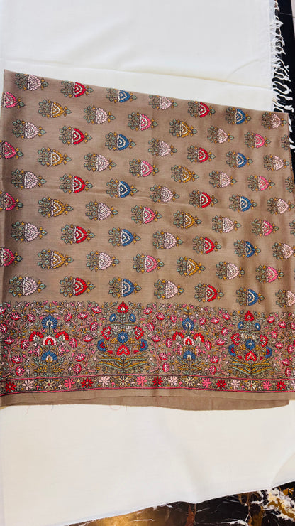 Premium Pure Pashmina Machine Embroidered Shawl