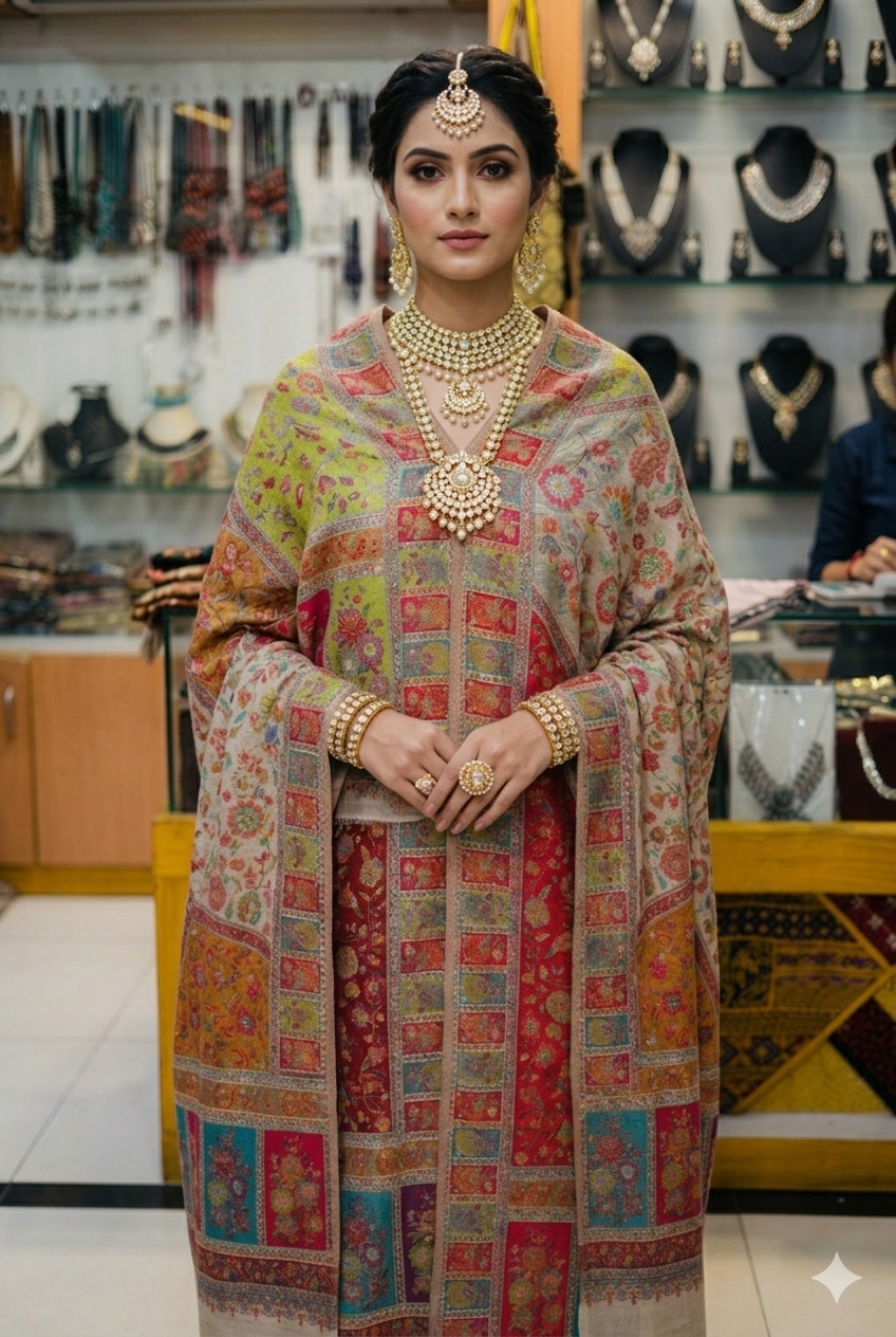 The Masterpiece: Authentic Kashmiri-Style Kani Silk Shawl