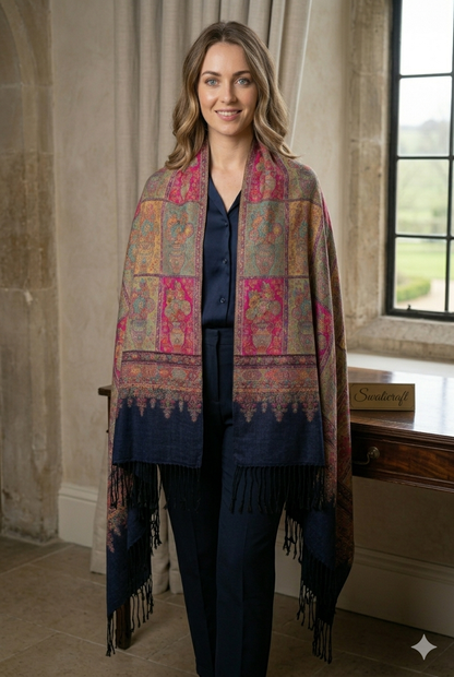 The Masterpiece: Authentic Kashmiri-Style Kani Silk Shawl