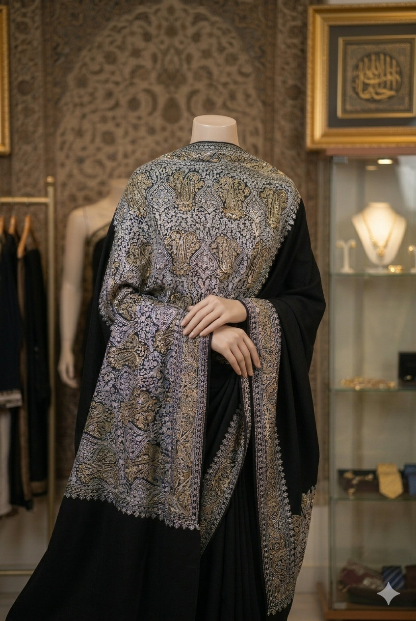 Heritage Gold Zari Pashmina Shawl