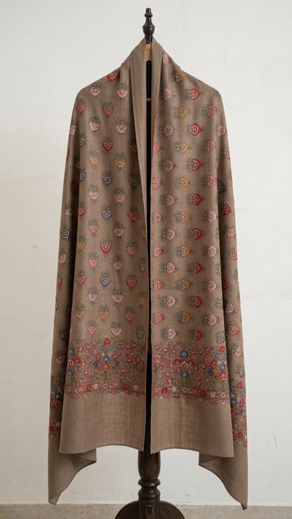 Premium Pure Pashmina Machine Embroidered Shawl