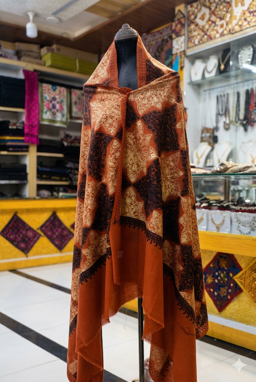 Heritage Gold Zari Pashmina Shawl