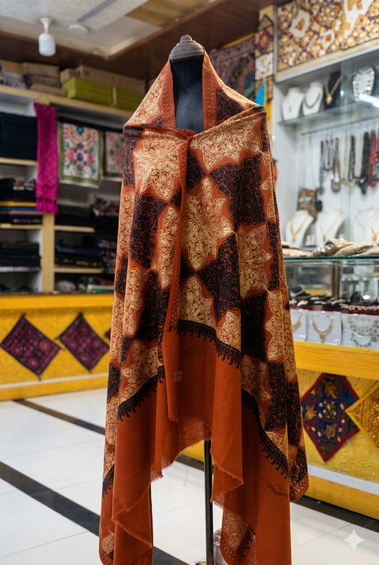 Heritage Gold Zari Pashmina Shawl
