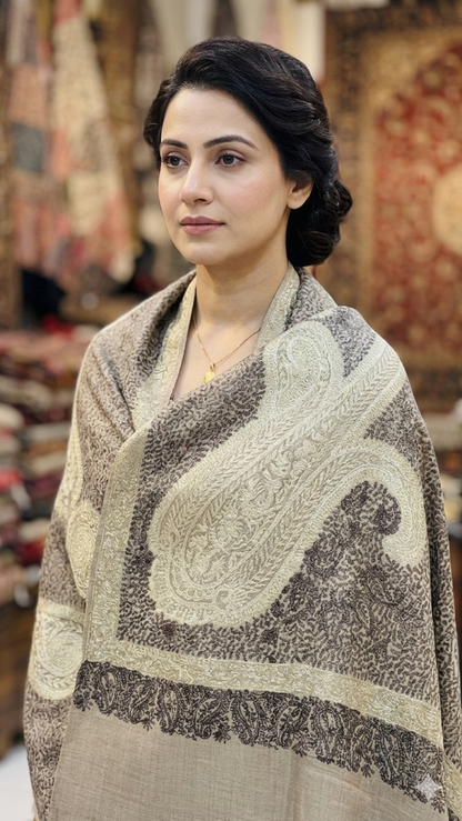 Heritage Gold Zari Pashmina Shawl
