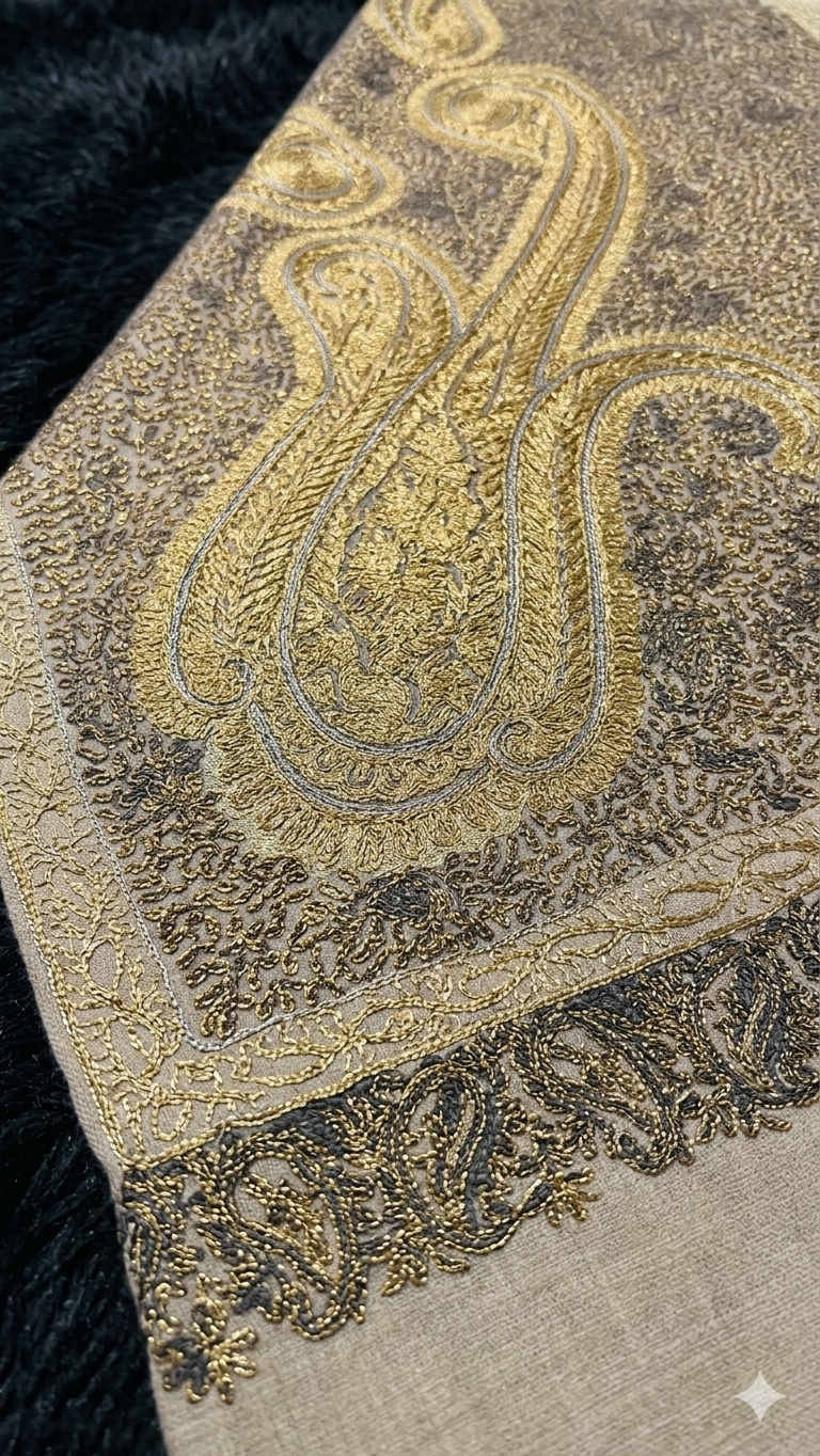 Heritage Gold Zari Pashmina Shawl