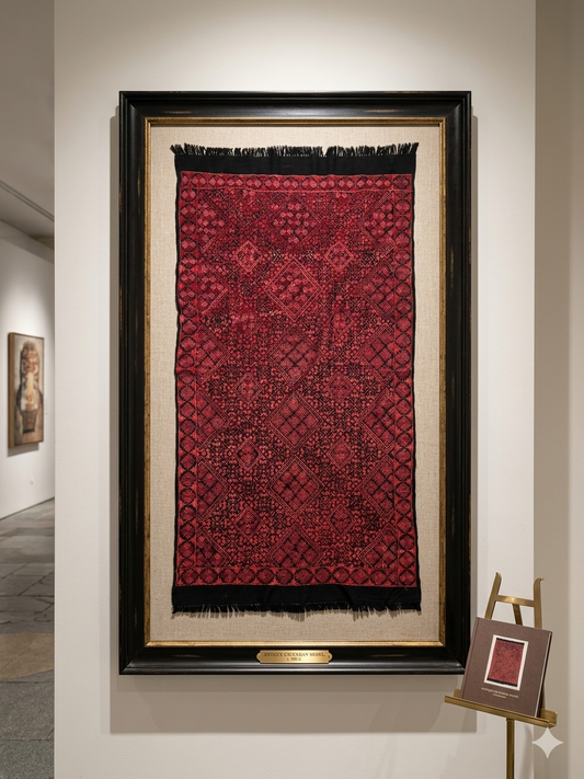 Swaticrafts Premium Hand-Embroidered Swat Phulkari Shawl – Traditional Geometric Artistry