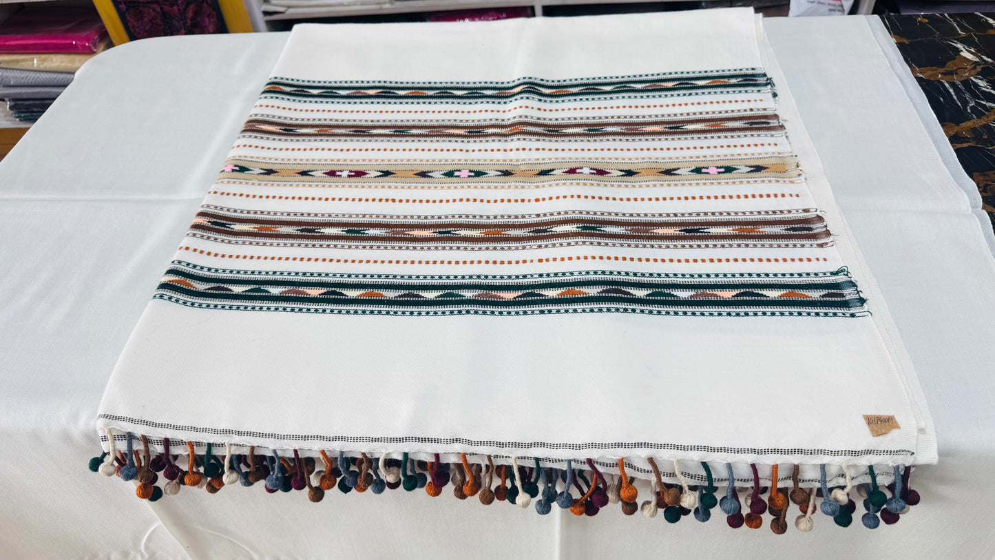 Ethereal Heritage: Premium Hand-Embroidered Wool Shawl