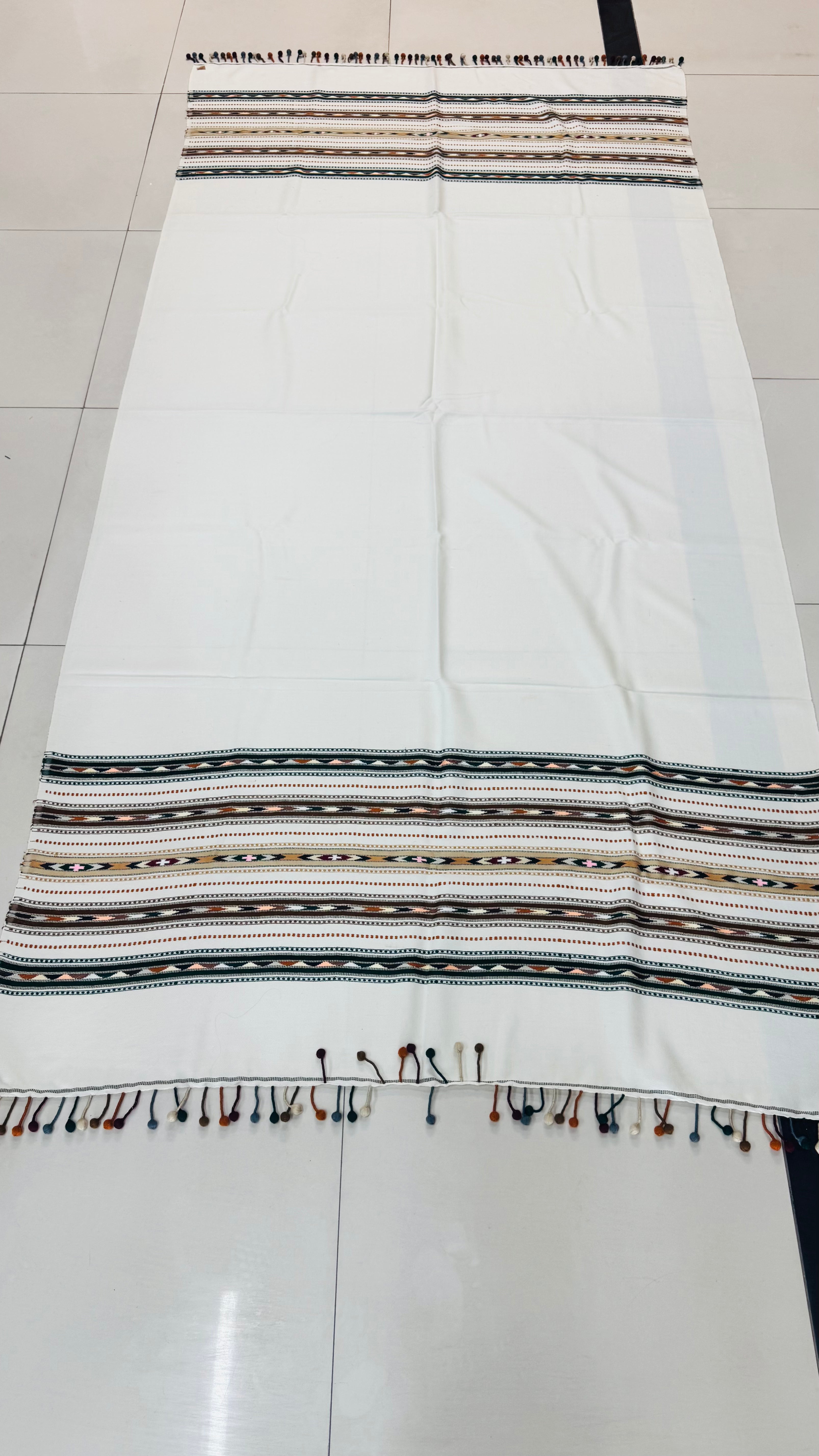 Ethereal Heritage: Premium Hand-Embroidered Wool Shawl