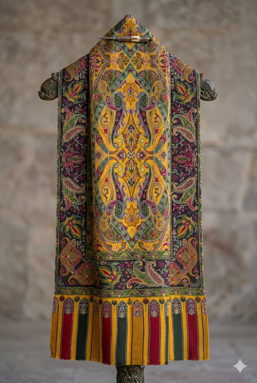 Swaticrafts Premium Woolen Qalamkaar Shawl