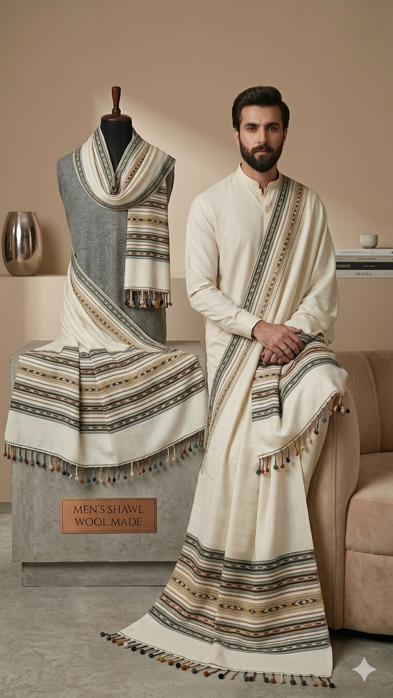 Ethereal Heritage: Premium Hand-Embroidered Wool Shawl