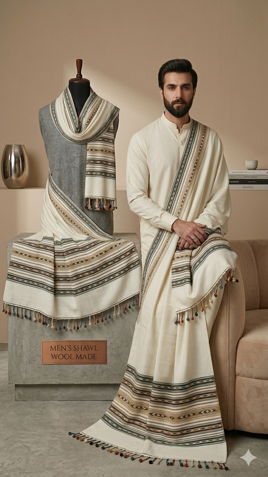 Ethereal Heritage: Premium Hand-Embroidered Wool Shawl