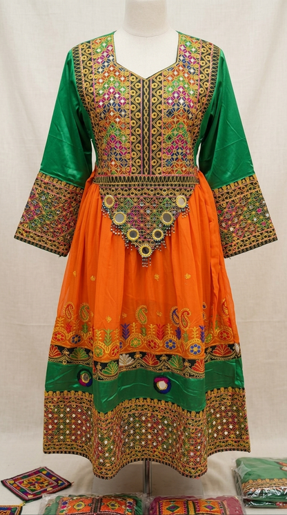 Traditional Pakistani Embroidered Afghani & Balochi Frock & Dupatta Set