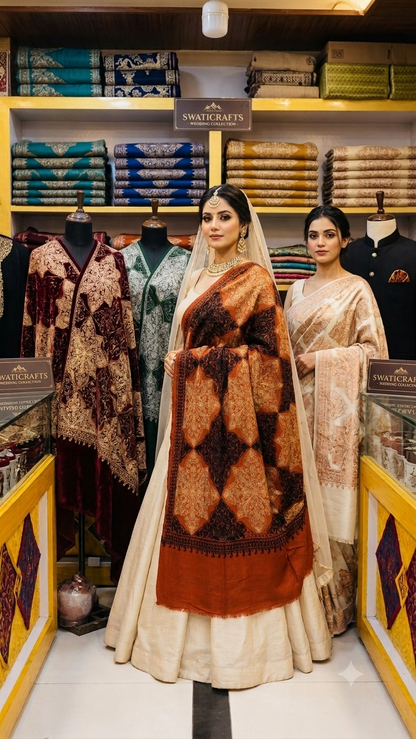 Heritage Gold Zari Pashmina Shawl