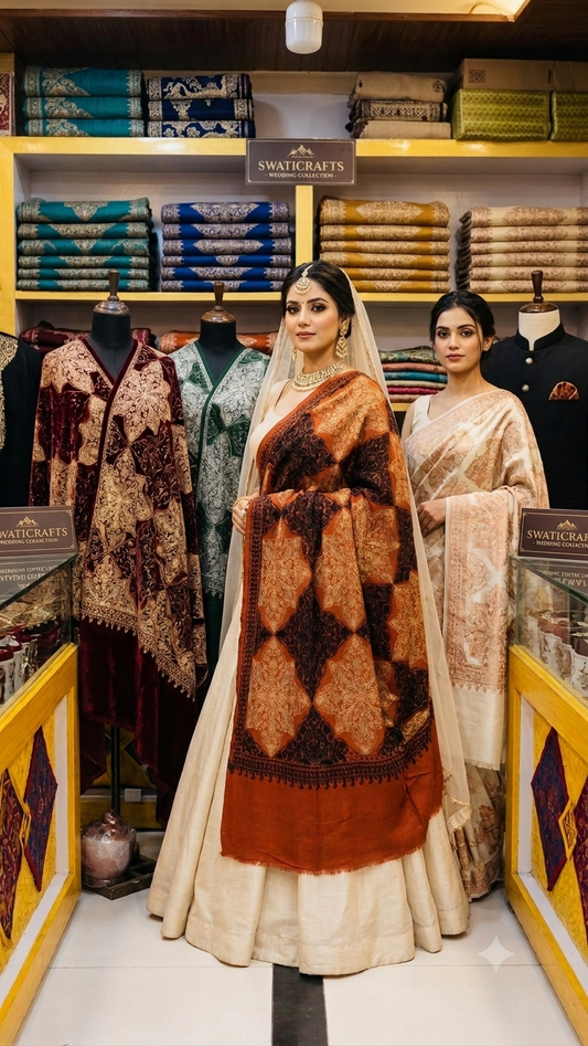 Heritage Gold Zari Pashmina Shawl