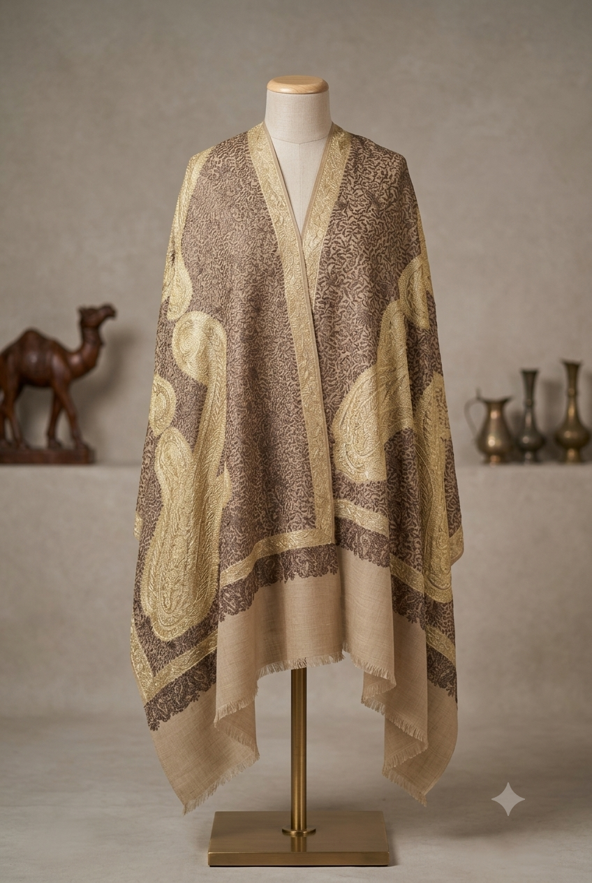Heritage Gold Zari Pashmina Shawl