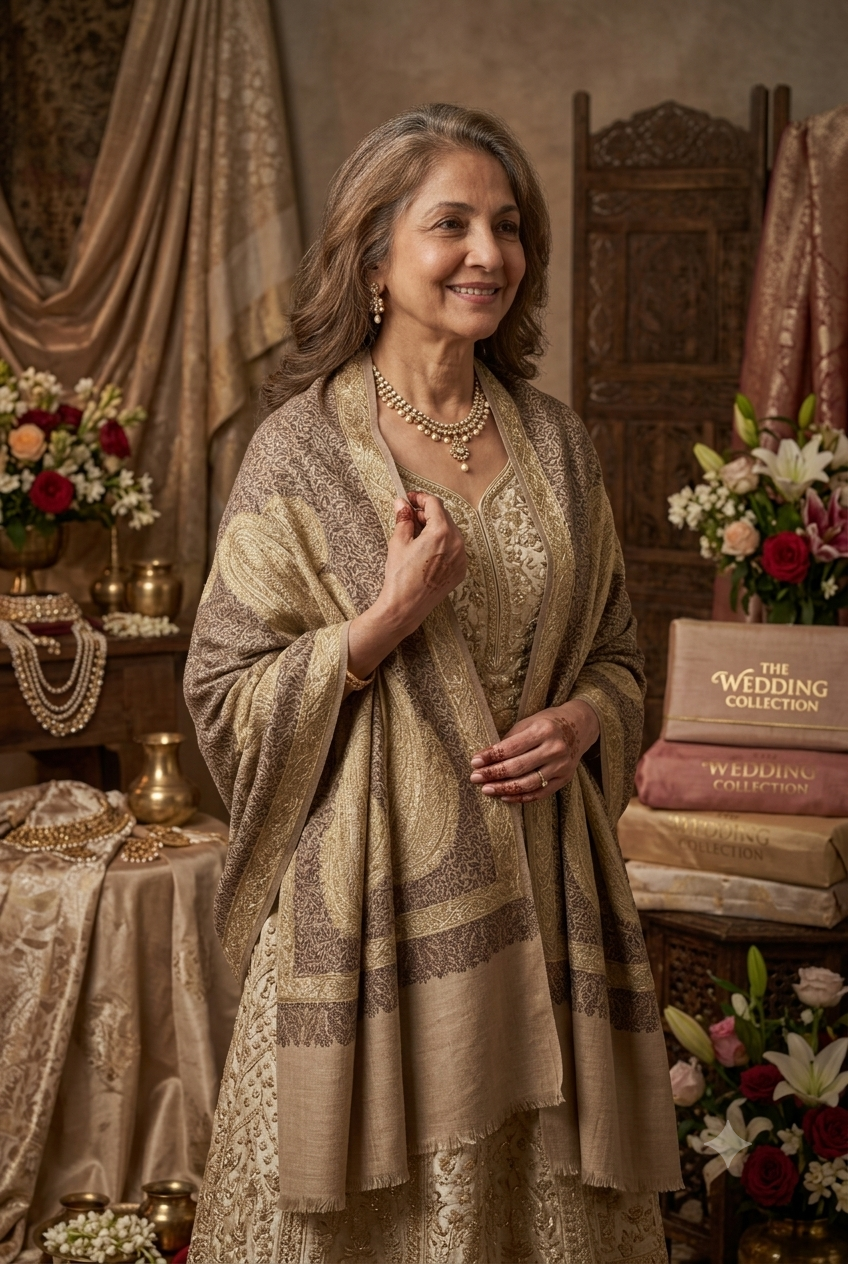 Heritage Gold Zari Pashmina Shawl