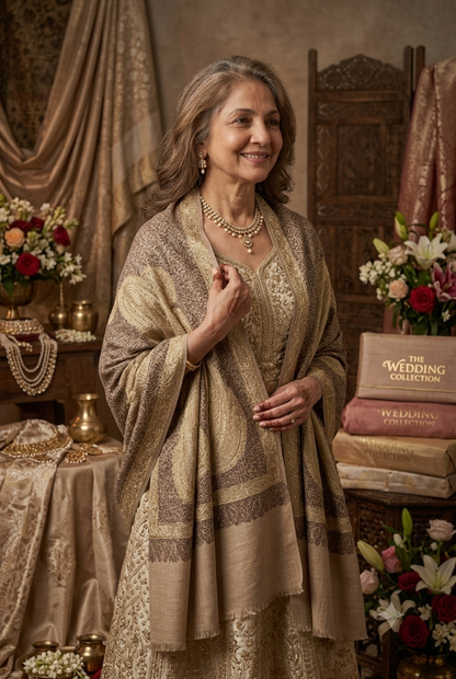 Heritage Gold Zari Pashmina Shawl