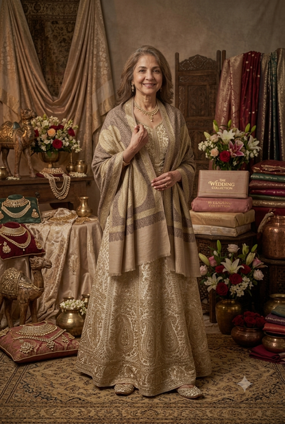 Heritage Gold Zari Pashmina Shawl