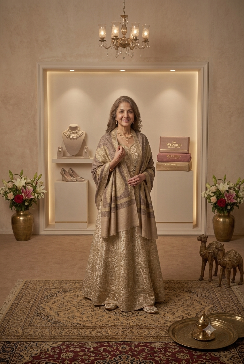 Heritage Gold Zari Pashmina Shawl