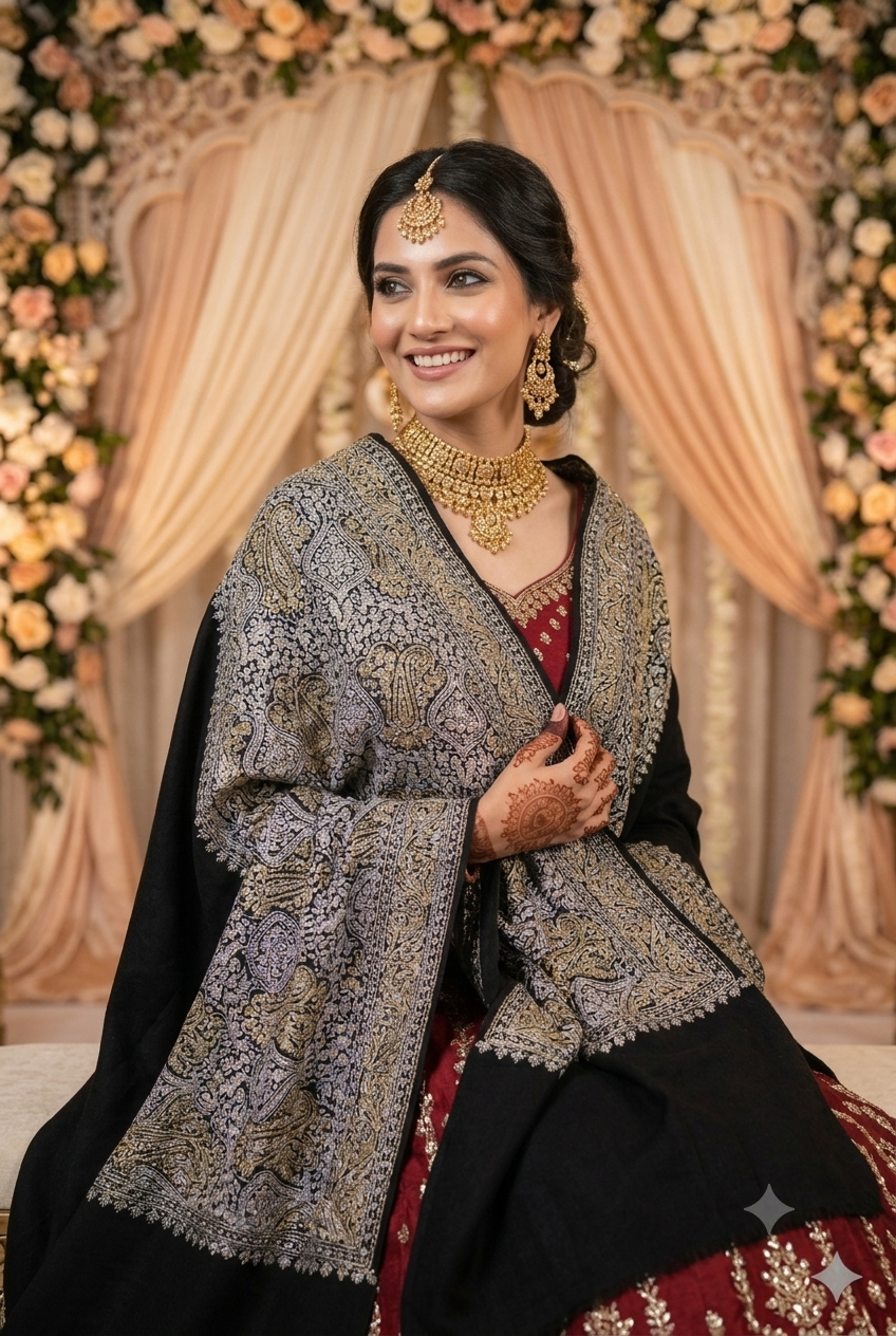Heritage Gold Zari Pashmina Shawl